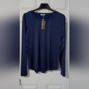 Navy Blue Long Sleeve Top by Pinspark